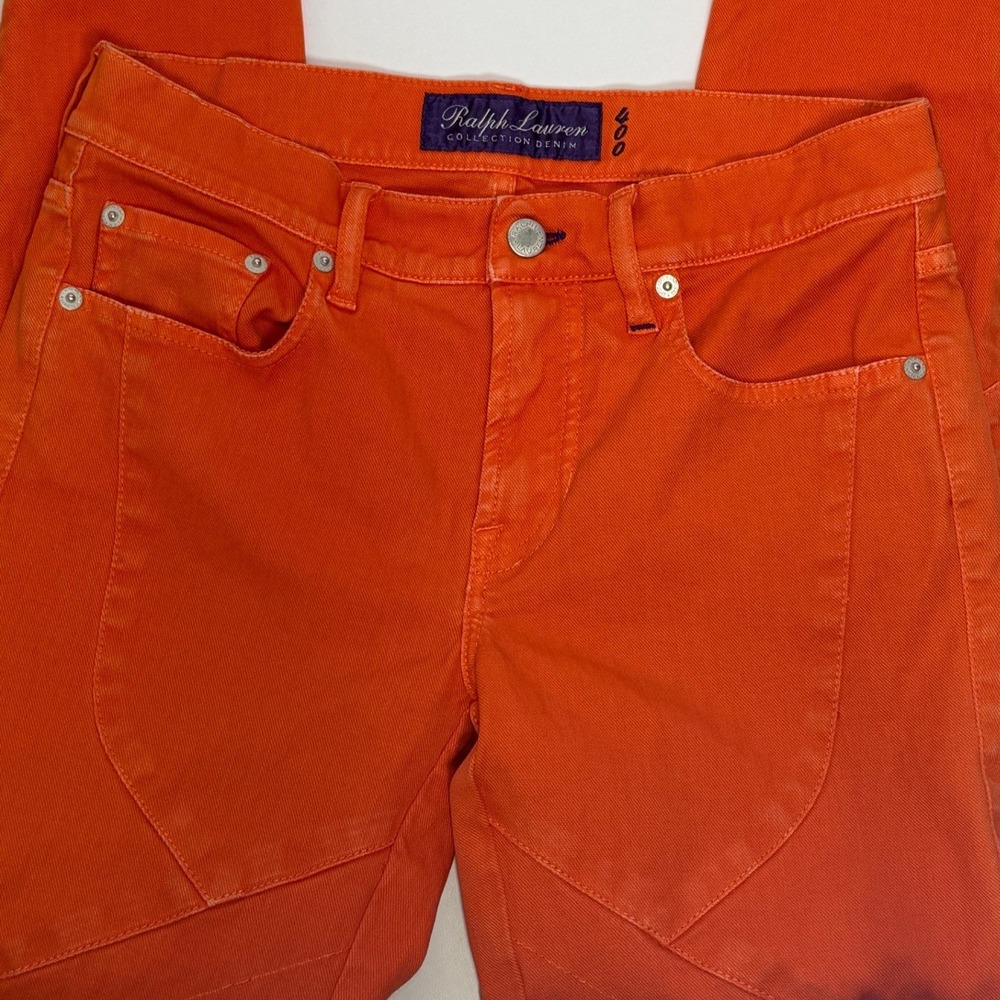 Ralph Lauren Purple Label Women's Orange 5Pocket Moto Denim Jeans-FACTORY SAMPLE